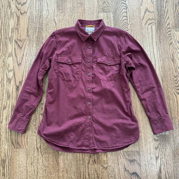 Ariat Rebar Women Medium Western Cowboy Burgundy Button Down LS Shirt Embroidery - Picture 3 of 13